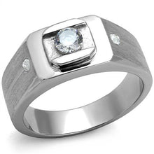 TK2518 - High polished (no plating) Stainless Steel Ring with AAA Grade CZ  in Clear