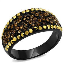 TK2552 - IP Black(Ion Plating) Stainless Steel Ring with Top Grade Crystal  in Multi Color