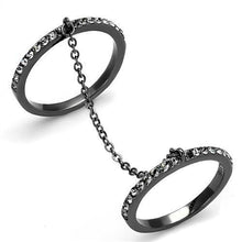 TK2614 - IP Light Black  (IP Gun) Stainless Steel Ring with Top Grade Crystal  in Jet