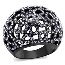 TK2642 - IP Light Black  (IP Gun) Stainless Steel Ring with Top Grade Crystal  in Tanzanite