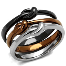 TK2648 - Three Tone IP (IP Light Coffee & IP Light Black & High Polished) Stainless Steel Ring with No Stone