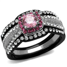 TK2651 - Two-Tone IP Black (Ion Plating) Stainless Steel Ring with AAA Grade CZ  in Light Rose