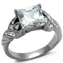 TK2657 - High polished (no plating) Stainless Steel Ring with AAA Grade CZ  in Clear