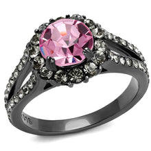 TK2680 - IP Light Black  (IP Gun) Stainless Steel Ring with Top Grade Crystal  in Light Rose