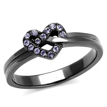 TK2685 - IP Light Black  (IP Gun) Stainless Steel Ring with Top Grade Crystal  in Light Amethyst