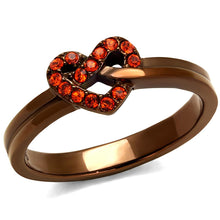 TK2686 - IP Coffee light Stainless Steel Ring with Top Grade Crystal  in Orange