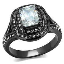 TK2731 - IP Light Black  (IP Gun) Stainless Steel Ring with AAA Grade CZ  in Clear