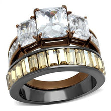 TK2747 - IP Light Black & IP Light coffee Stainless Steel Ring with AAA Grade CZ  in Clear