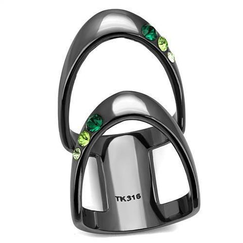 TK2768 - IP Light Black  (IP Gun) Stainless Steel Ring with Top Grade Crystal  in Multi Color