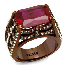 TK2779 - IP Coffee light Stainless Steel Ring with Synthetic Synthetic Glass in Garnet