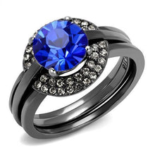 TK2969 - IP Light Black  (IP Gun) Stainless Steel Ring with Top Grade Crystal  in Sapphire