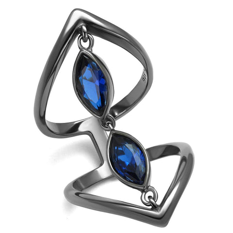 TK2990 - IP Light Black  (IP Gun) Stainless Steel Ring with Synthetic Spinel in London Blue