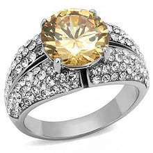 TK3031 - High polished (no plating) Stainless Steel Ring with AAA Grade CZ  in Champagne