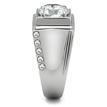 TK311 - High polished (no plating) Stainless Steel Ring with AAA Grade CZ  in Clear