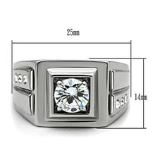 TK313 - High polished (no plating) Stainless Steel Ring with AAA Grade CZ  in Clear