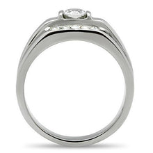 TK314 - High polished (no plating) Stainless Steel Ring with AAA Grade CZ  in Clear