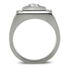 TK317 - High polished (no plating) Stainless Steel Ring with AAA Grade CZ  in Clear