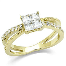 TK3181 - IP Gold(Ion Plating) Stainless Steel Ring with AAA Grade CZ  in Clear