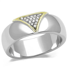 TK3187 - Two-Tone IP Gold (Ion Plating) Stainless Steel Ring with AAA Grade CZ  in Clear