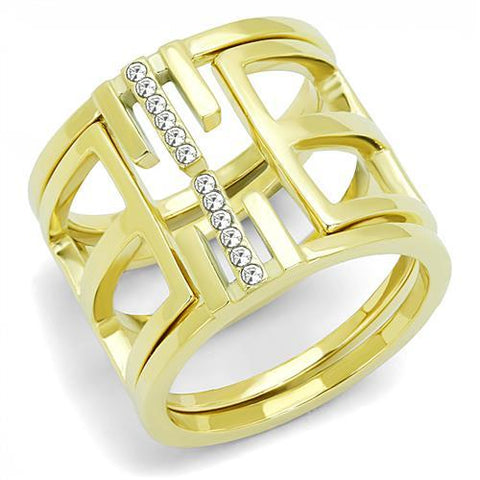 TK3198 - IP Gold(Ion Plating) Stainless Steel Ring with Top Grade Crystal  in Clear