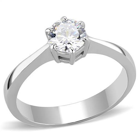 TK3252 - High polished (no plating) Stainless Steel Ring with AAA Grade CZ  in Clear