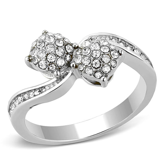 TK3255 - High polished (no plating) Stainless Steel Ring with Top Grade Crystal  in Clear