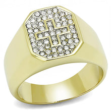 TK3270 - Two-Tone IP Gold (Ion Plating) Stainless Steel Ring with Top Grade Crystal  in Clear