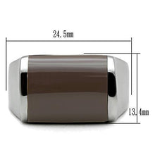 TK327 - High polished (no plating) Stainless Steel Ring with Epoxy  in Brown
