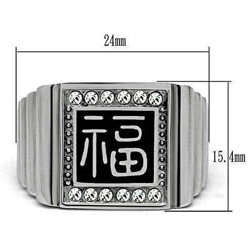 TK329 - High polished (no plating) Stainless Steel Ring with Top Grade Crystal  in Clear