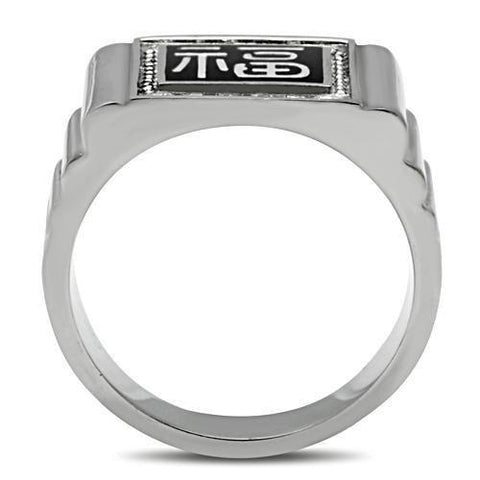 TK329 - High polished (no plating) Stainless Steel Ring with Top Grade Crystal  in Clear