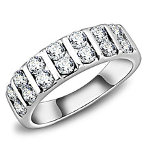 TK3504 - High polished (no plating) Stainless Steel Ring with AAA Grade CZ  in Clear