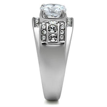 TK352 - High polished (no plating) Stainless Steel Ring with AAA Grade CZ  in Clear