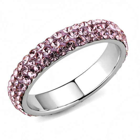 TK3543 - High polished (no plating) Stainless Steel Ring with Top Grade Crystal  in Light Rose