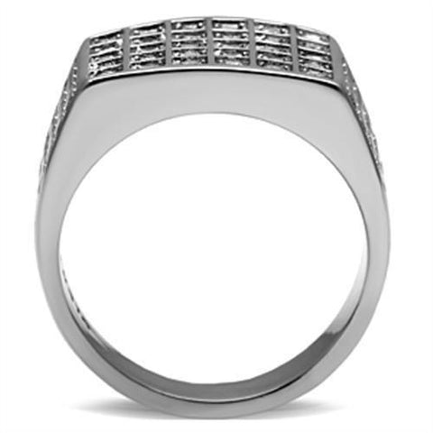 TK358 - High polished (no plating) Stainless Steel Ring with Top Grade Crystal  in Clear