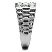 TK360 - High polished (no plating) Stainless Steel Ring with Top Grade Crystal  in Clear