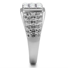 TK361 - High polished (no plating) Stainless Steel Ring with Top Grade Crystal  in Clear