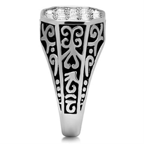 TK362 - High polished (no plating) Stainless Steel Ring with Top Grade Crystal  in Clear