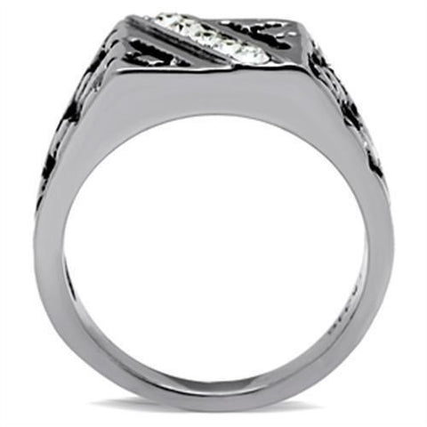 TK367 - High polished (no plating) Stainless Steel Ring with Top Grade Crystal  in Clear