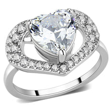 TK3698 - High polished (no plating) Stainless Steel Ring with AAA Grade CZ  in Clear