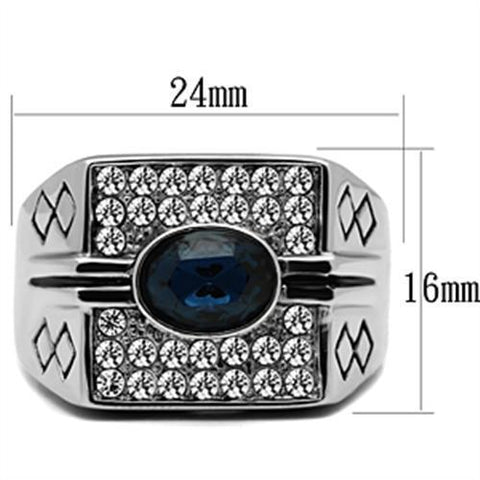 TK369 - High polished (no plating) Stainless Steel Ring with Top Grade Crystal  in Montana