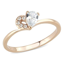 TK3713 - IP Rose Gold(Ion Plating) Stainless Steel Ring with AAA Grade CZ  in Clear