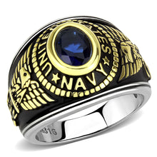 TK3726 - Two-Tone IP Gold (Ion Plating) Stainless Steel Ring with Synthetic Synthetic Glass in Montana