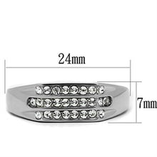 TK375 - High polished (no plating) Stainless Steel Ring with Top Grade Crystal  in Clear