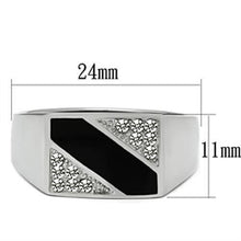 TK387 - High polished (no plating) Stainless Steel Ring with Top Grade Crystal  in Clear