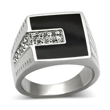 TK388 - High polished (no plating) Stainless Steel Ring with Top Grade Crystal  in Clear