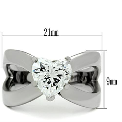 TK390 - High polished (no plating) Stainless Steel Ring with AAA Grade CZ  in Clear