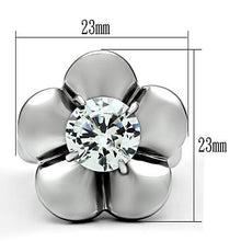 TK477 - High polished (no plating) Stainless Steel Ring with AAA Grade CZ  in Clear