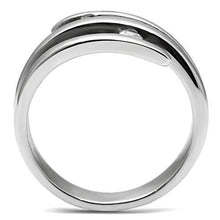 TK478 - High polished (no plating) Stainless Steel Ring with AAA Grade CZ  in Clear