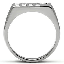 TK481 - High polished (no plating) Stainless Steel Ring with AAA Grade CZ  in Clear