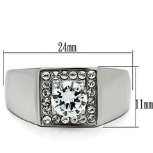 TK483 - High polished (no plating) Stainless Steel Ring with AAA Grade CZ  in Clear